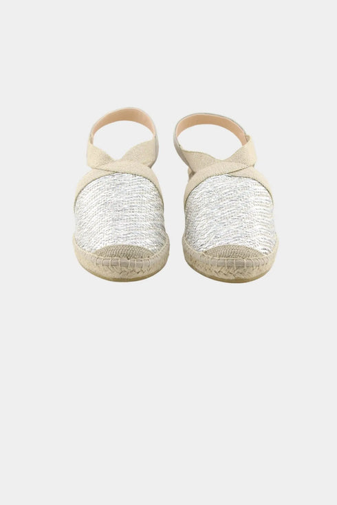 Maypol Criss-Cross Woven Espadrille Wedge with Elastic Slingback